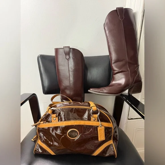 Coach patent leather Brown shoulder bag - Picture 4 of 10